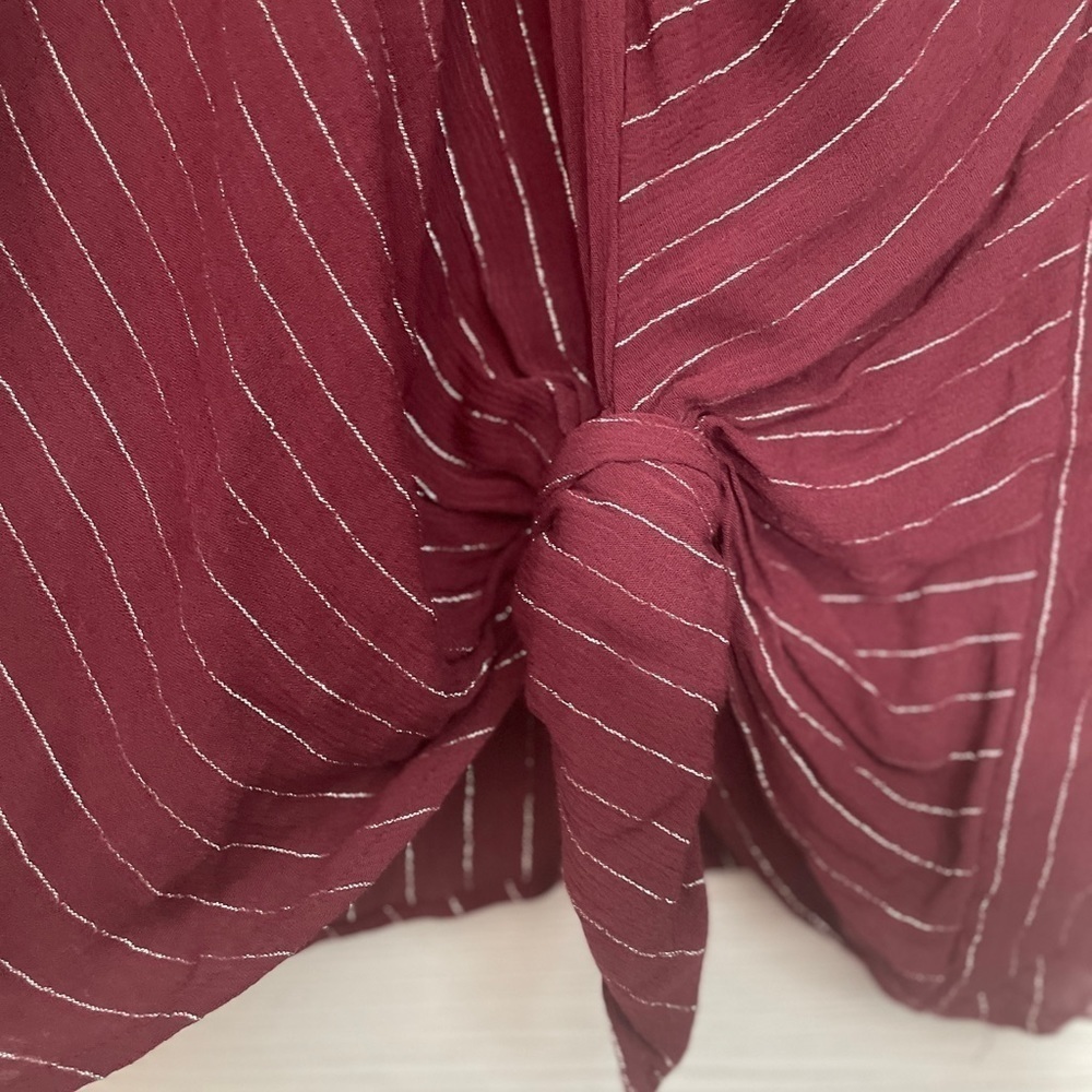 Vintage Juicy Couture Y2K Burgundy Ruffle Sleeve Sparkle Top Size M - Picture 5 of 7